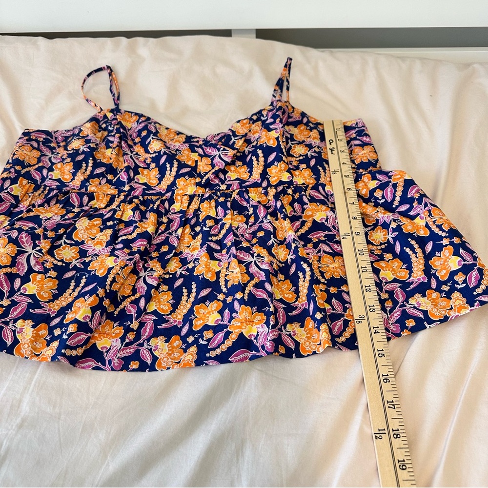 J.Crew Navy Floral Spaghetti-Strap Peplum Camisole Size XXL NWT - Picture 7 of 13